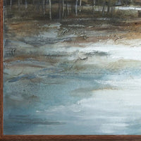 39 x 59 Hand Painted Forest Scenery, Resin Coat, Warm Blues and Browns - BM298938