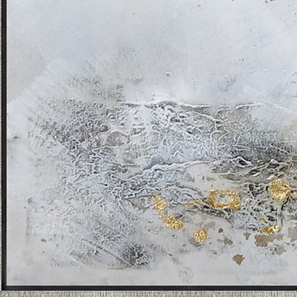 47 x 47 Modern Hand Painted Vase with Gold Foil Flowers and Silver Frame - BM298940