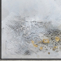 47 x 47 Modern Hand Painted Vase with Gold Foil Flowers and Silver Frame - BM298940