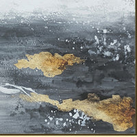 39 x 59 Hand Painted Sky with Gold Foil Clouds, Silver Frame, Resin Coat - BM298942