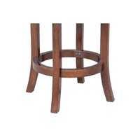 Ovi 24 Inch Wooden Swivel Counter Stool, Faux Leather Seat, Walnut Brown - BM299366