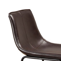 26 Inch Set of 2 Counter Stool Chairs, Padded Dark Brown Faux Leather  - BM299458