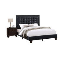Vea Modern Platform Queen Bed, Deep Tufted Upholstery, Black Faux Leather - BM300185