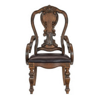 Devi 20 Inch Armchair, Queen Anne Backrest, Turned Legs, Rustic Brown  - BM301063