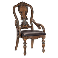 Devi 20 Inch Armchair, Queen Anne Backrest, Turned Legs, Rustic Brown  - BM301063
