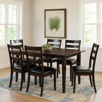 59 Inch Rectangular Dining Table, Tapered Legs, Dark Cappuccino Brown Wood - BM302437