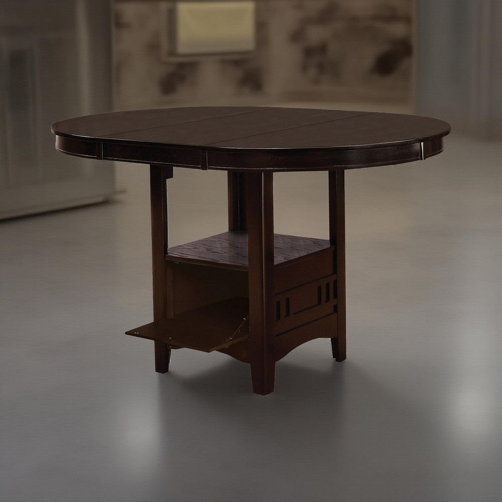60 Inch Counter Height Table with Storage, Open Shelf, 6 Seater, Brown - BM302498