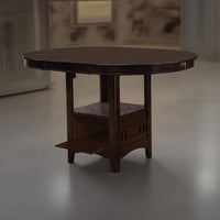 60 Inch Counter Height Table with Storage, Open Shelf, 6 Seater, Brown - BM302498