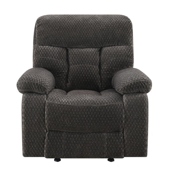 Charl 41 Inch Glider Recliner Armchair, Plush Tufted Backrests, Charcoal - BM306728