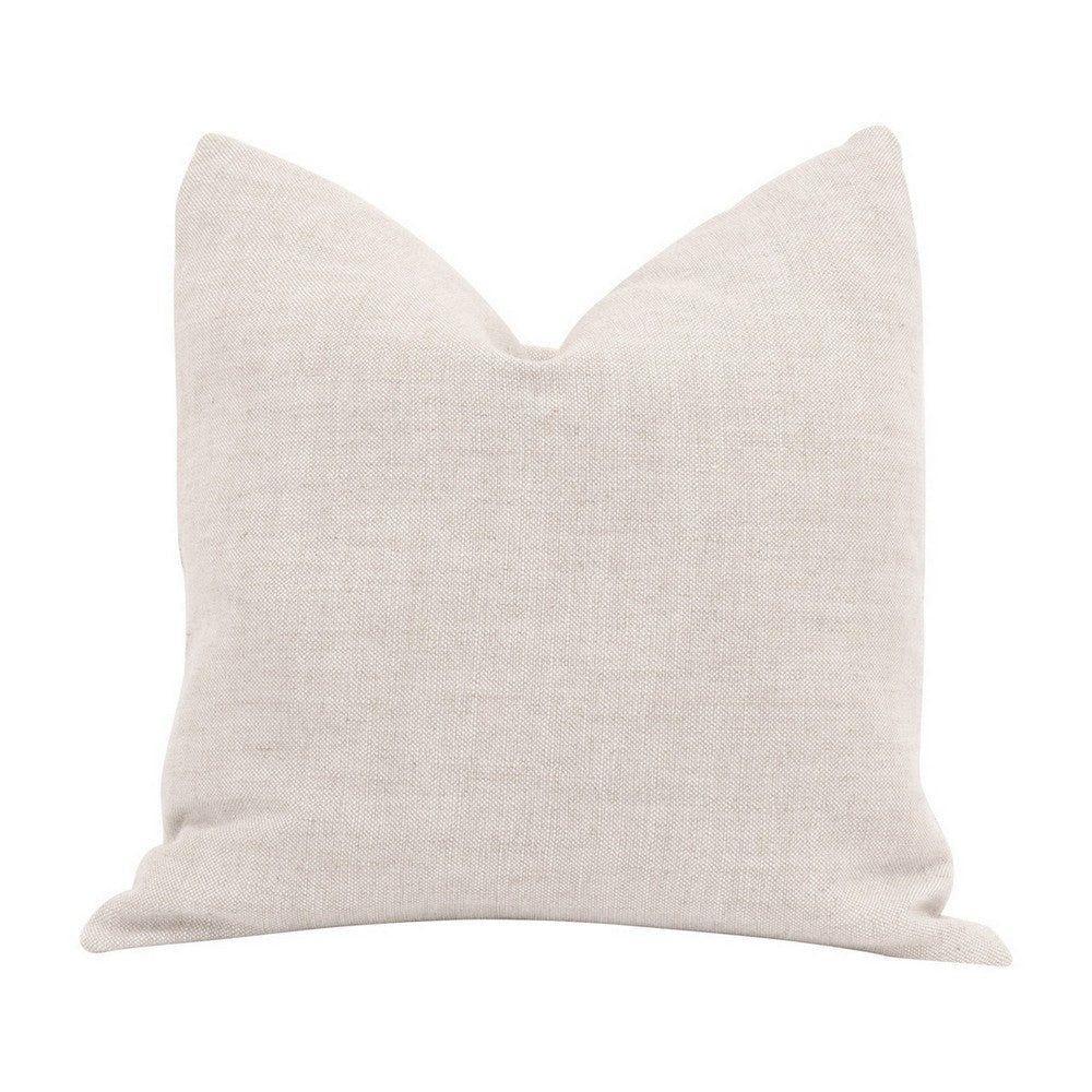 22 Inch Set of 2 Accent Throw Pillows, Down, Linen Polyester, Beige By Casagear Home