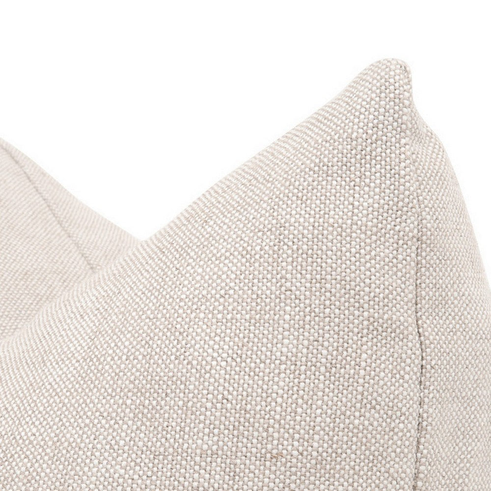 22 Inch Set of 2 Accent Throw Pillows, Down, Linen Polyester, Beige By Casagear Home