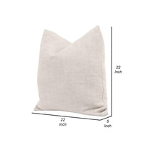 22 Inch Set of 2 Accent Throw Pillows, Down, Linen Polyester, Beige By Casagear Home