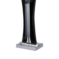 28 Inch Table Lamp, Glass Stand, White Rectangular Shade, Metal, Black - BM308922