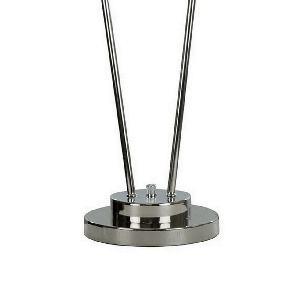 27 Inch Table Lamp, Asymmetrical Crystal Shade, Dimmer Switch, Metal Finish - BM308926