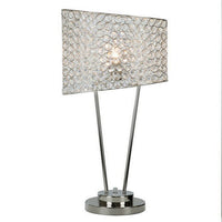27 Inch Table Lamp, Asymmetrical Crystal Shade, Dimmer Switch, Metal Finish - BM308926