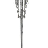 Cara 62 Inch Floor Lamp, Hanging Drop Design, Crystal and Metal, Chrome - BM308933