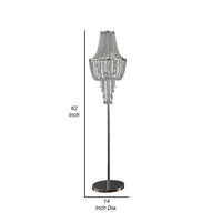 Cara 62 Inch Floor Lamp, Hanging Drop Design, Crystal and Metal, Chrome - BM308933