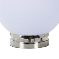 13 Inch Table Lamp, Globe LED Shade, Glass, Frosted White and Chrome  - BM308952