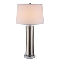 29 Inch Table Lamp, Empire Shade, Set of 2, Glass, Clear Smoke Gray - BM308956
