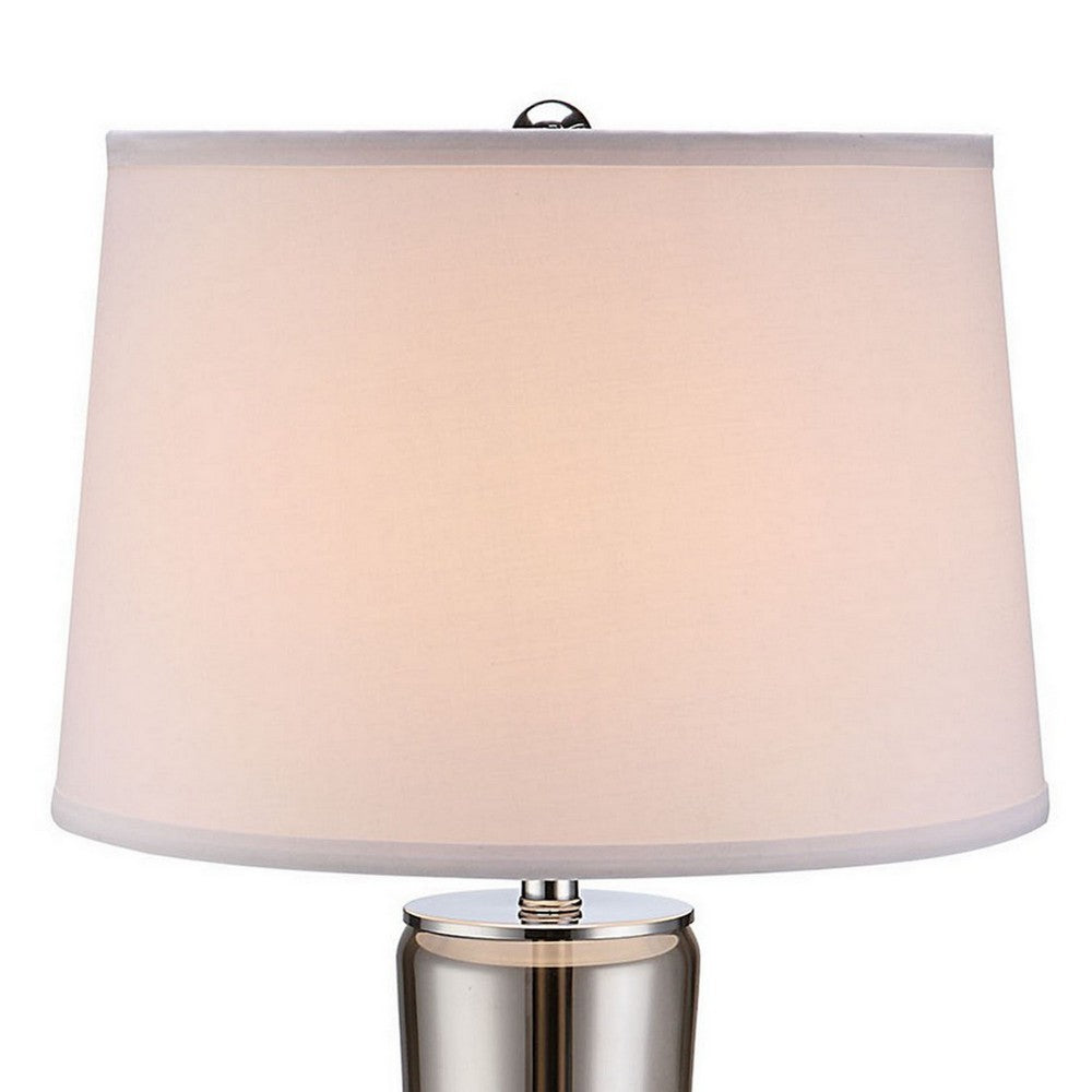 29 Inch Table Lamp, Empire Shade, Set of 2, Glass, Clear Smoke Gray - BM308956