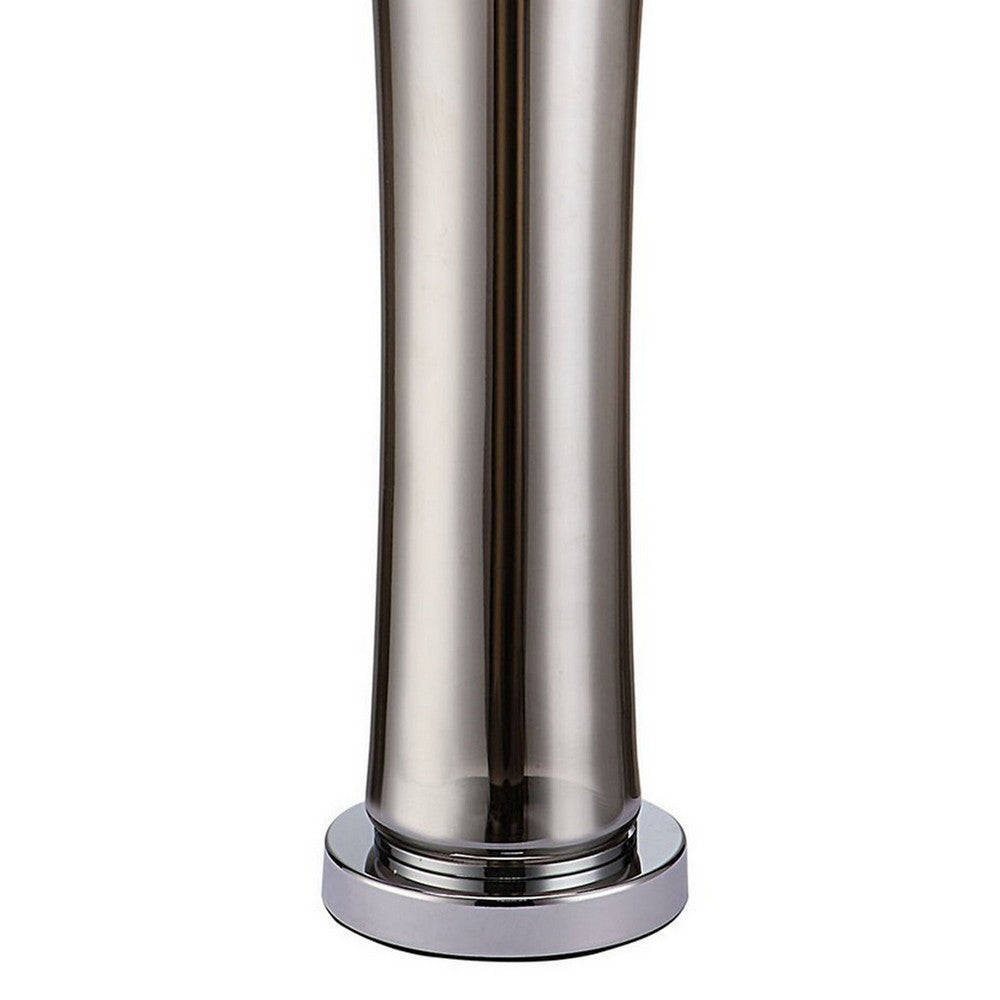 29 Inch Table Lamp, Empire Shade, Set of 2, Glass, Clear Smoke Gray - BM308956