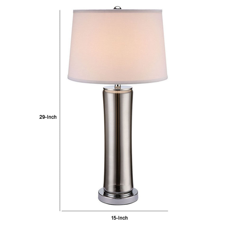 29 Inch Table Lamp, Empire Shade, Set of 2, Glass, Clear Smoke Gray - BM308956