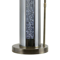 29 Inch Table Lamp with LED Night Light Stand, Glass, Antique Brass - BM308959