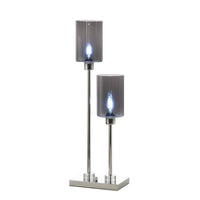 29 Inch Table Lamp with Dual Gray Shade, Glass and Metal, Nickel Finish - BM308963