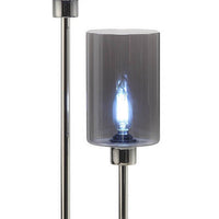 29 Inch Table Lamp with Dual Gray Shade, Glass and Metal, Nickel Finish - BM308963