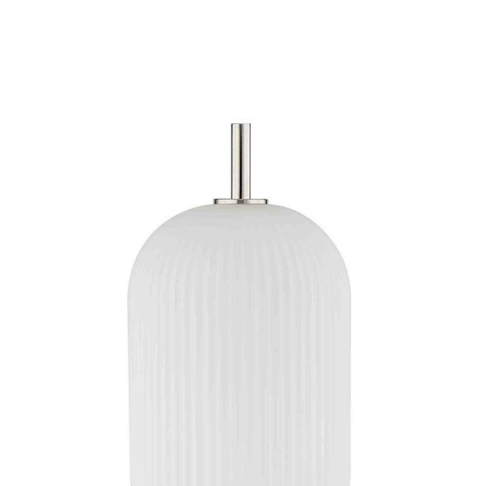 Aimy 58 Inch Floor Lamp, LED Glass Shade, Metal, Chrome and White Finish - BM308965