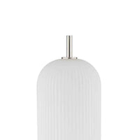Aimy 58 Inch Floor Lamp, LED Glass Shade, Metal, Chrome and White Finish - BM308965