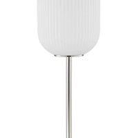 Aimy 58 Inch Floor Lamp, LED Glass Shade, Metal, Chrome and White Finish - BM308965