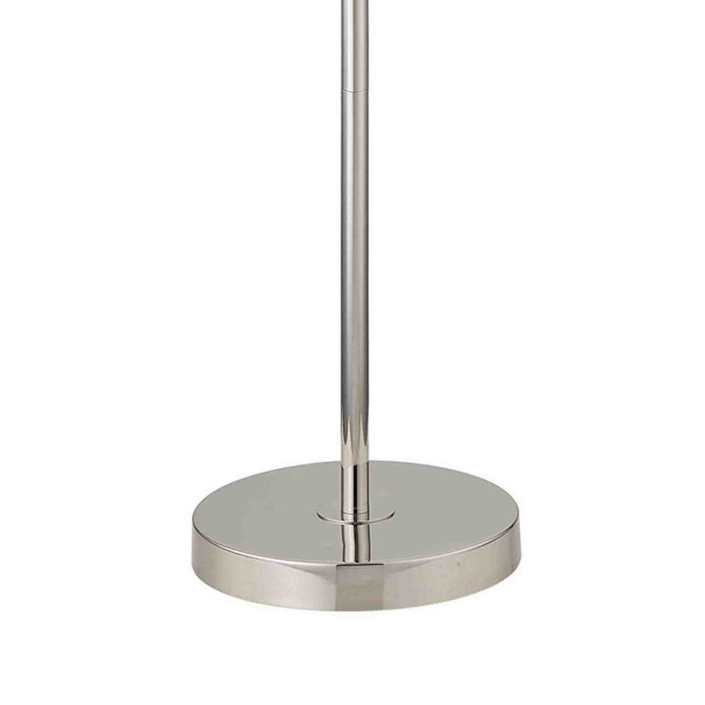 Aimy 58 Inch Floor Lamp, LED Glass Shade, Metal, Chrome and White Finish - BM308965