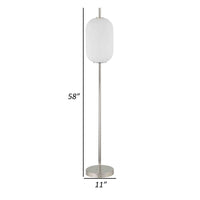 Aimy 58 Inch Floor Lamp, LED Glass Shade, Metal, Chrome and White Finish - BM308965