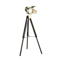 55 Inch Floor Lamp with Tripod Legs, Spotlight Design, Wood, Black Finish - BM308969