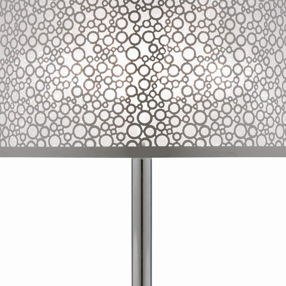 27 Inch Table Lamp with Metal and Fabric Shade, 
Sleek Chrome Finish - BM308973