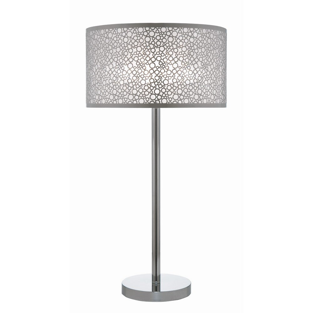 27 Inch Table Lamp with Metal and Fabric Shade, 
Sleek Chrome Finish - BM308973
