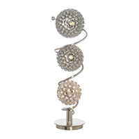 32 Inch Table Lamp, Round Shades, Curved Stem, Sand Chrome Finished Metal - BM308983