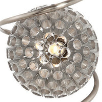 32 Inch Table Lamp, Round Shades, Curved Stem, Sand Chrome Finished Metal - BM308983