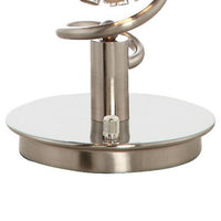 32 Inch Table Lamp, Round Shades, Curved Stem, Sand Chrome Finished Metal - BM308983