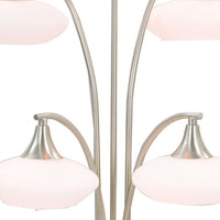 31 Inch Table Lamp, 5 Dome Shape Shades, Glass, Sand Chrome Finished Metal - BM308984