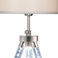 28 Inch Table Lamp, LED Tripod Base, Acrylic and Sand Chrome Finished Metal - BM308985