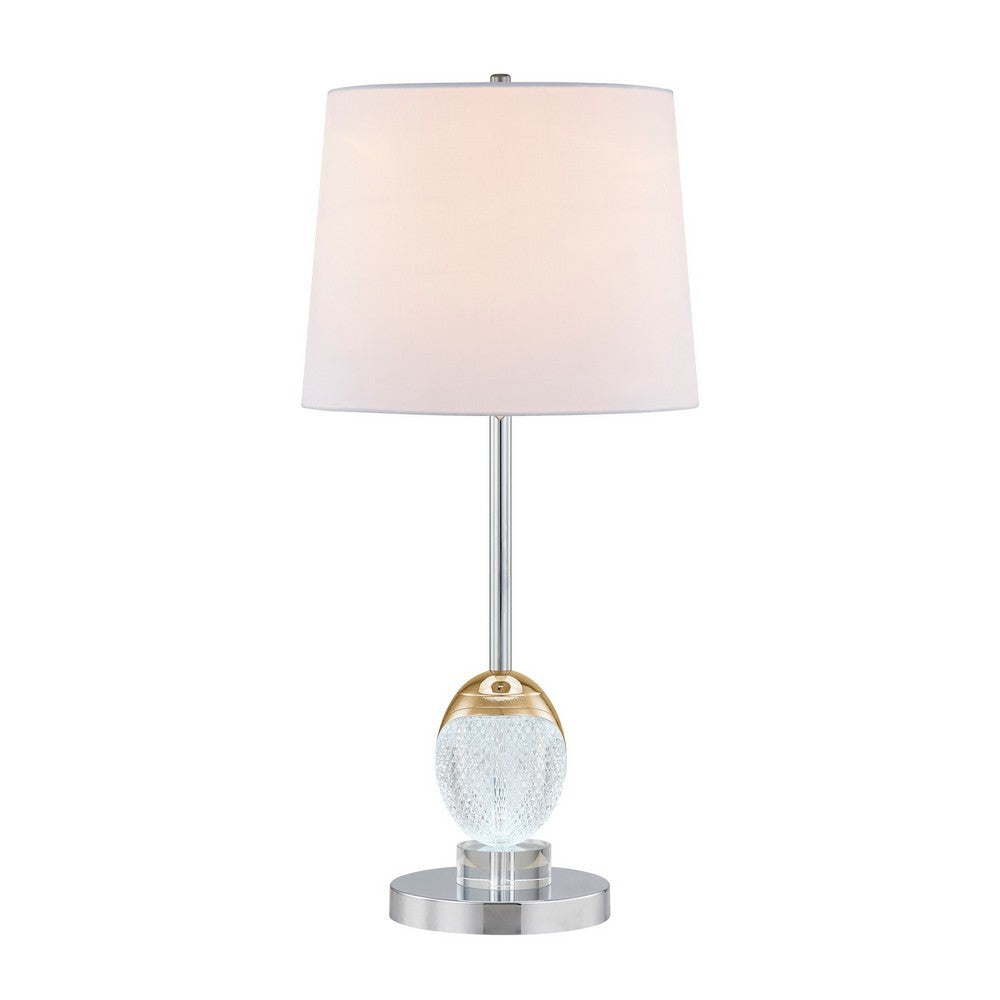 27 Inch Table Lamp, Tapered Drum Fabric Shade, Modern Metal Base, Silver - BM308992
