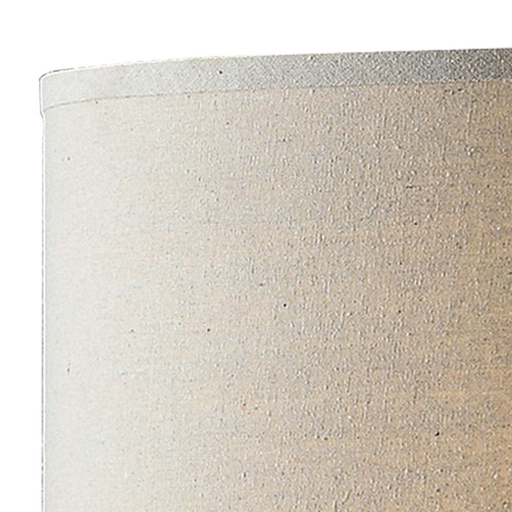 31 Inch Table Lamp, Classic Drum Fabric Shade, Modern Metal Base, Bronze - BM308997