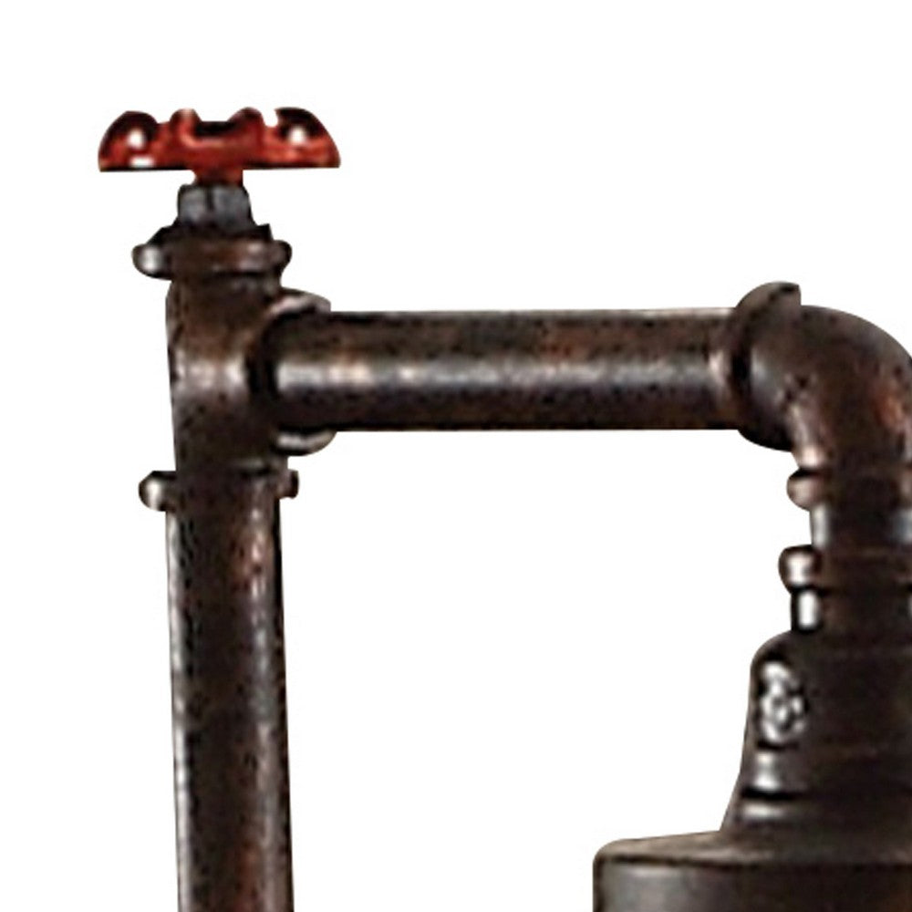 29 Inch Table Lamp, Dome Shade, Industrial Pipe Design, Rustic Bronze - BM308998