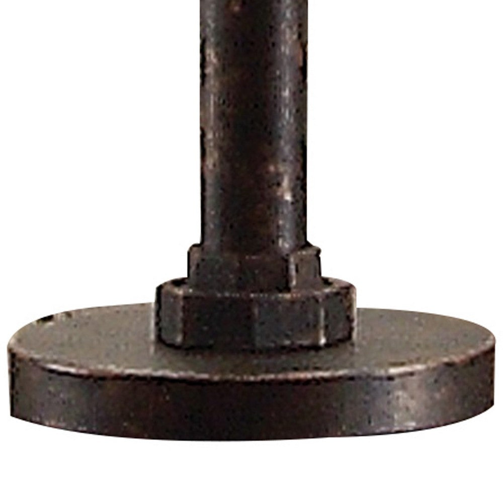 29 Inch Table Lamp, Dome Shade, Industrial Pipe Design, Rustic Bronze - BM308998