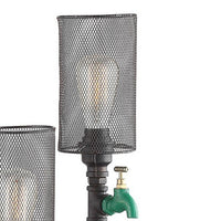 34 Inch Table Lamp, Drum Mesh Shade, Metal Base, Rustic Bronze Finish - BM308999