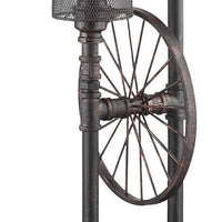 34 Inch Table Lamp, Drum Mesh Shade, Metal Base, Rustic Bronze Finish - BM308999