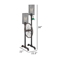 34 Inch Table Lamp, Drum Mesh Shade, Metal Base, Rustic Bronze Finish - BM308999