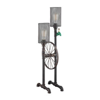 34 Inch Table Lamp, Drum Mesh Shade, Metal Base, Rustic Bronze Finish - BM308999